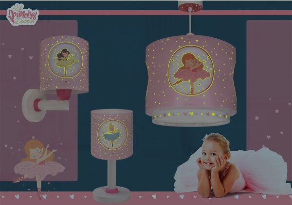 Dalber 60919 - Detská nástenná lampa PRINCESS DANCE 1xE27/15W/230V ružová