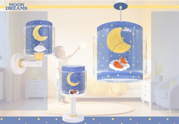 Dalber 76639 - Detská nástenná lampa MOON DREAMS 1xE27/15W/230V modrá