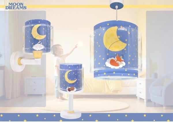Dalber 76632 - Detský luster MOON DREAMS 1xE27/15W/230V modrá