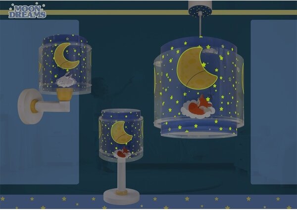 Dalber 76639 - Detská nástenná lampa MOON DREAMS 1xE27/15W/230V modrá