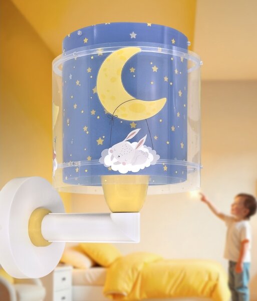 Dalber 76639 - Detská nástenná lampa MOON DREAMS 1xE27/15W/230V modrá