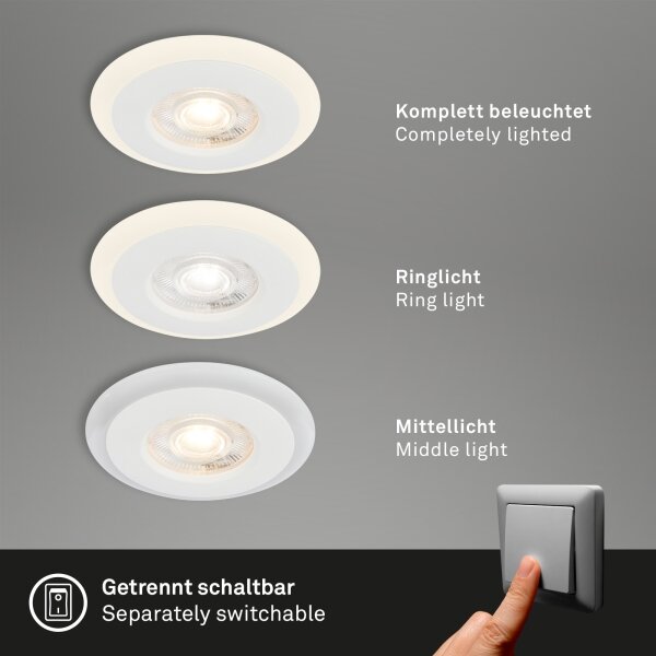 Briloner 7039036 - SADA 3x LED kúpeľňové podhľadové svietidlá 3xLED/5W/230V IP44 biela