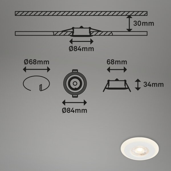 Briloner 7039036 - SADA 3x LED kúpeľňové podhľadové svietidlá 3xLED/5W/230V IP44 biela