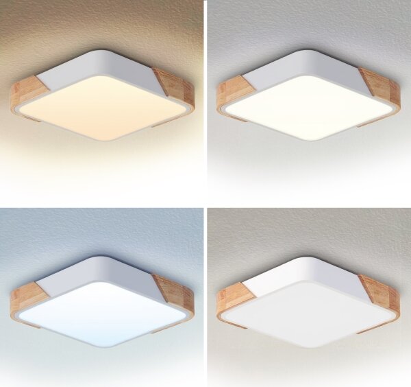 Brilagi - stmievateľné LED svietidlo PILANA LED/48W/230V dub/biela 42x42 cm + diaľkový ovládač