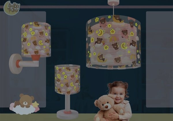 Dalber 41572S - Detský luster BABY TEDDY 1xE27/15W/230V ružová