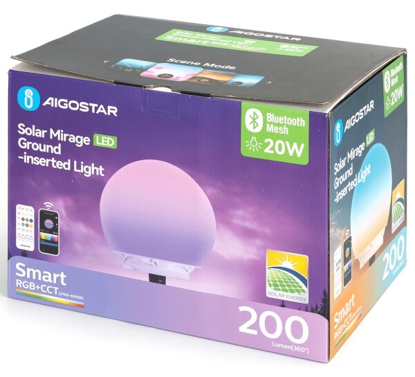 Aigostar-LED RGB stmievateľná vonkajšia lampa MESH 20W/3,7V 4000mAh 2700-6500K IP65 priemer 20 cm