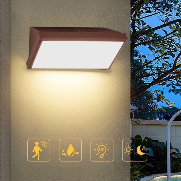 Brilagi-LED Vonkajšie nástenné svietidlo so senzorom TRIANGLE LED/20W/230V hnedé IP65