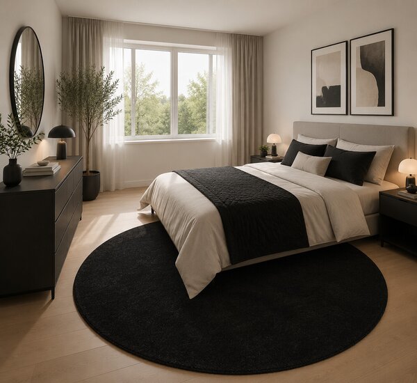 Ayyildiz, Kusový koberec Ata 7000 anthracite kruh, 120x120 (priemer) kruh, šedá, obývacia izba