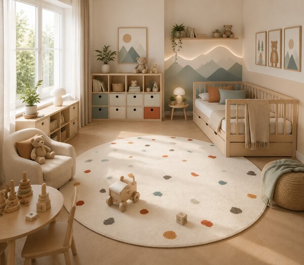 Hanse Home, Detský koberec Adventures 106210 Cream Multicolor kruh, 160x160 (priemer) kruh, biela, detská izba