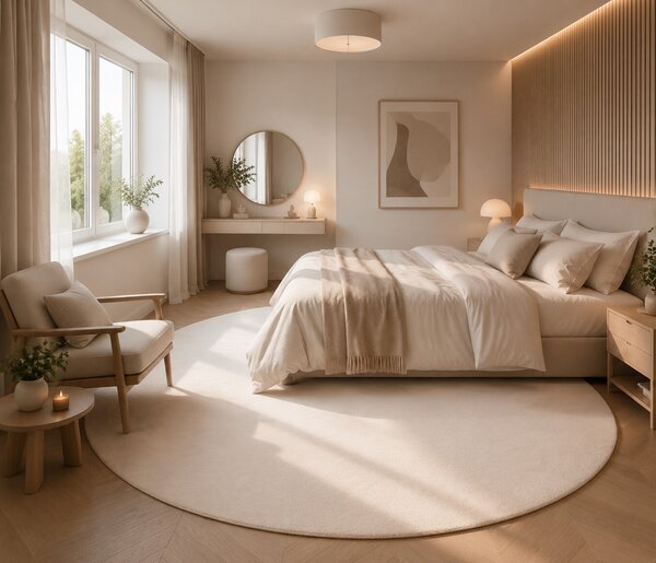 Ayyildiz, Kusový koberec Sky 5400 Cream kruh, 120x120 (priemer) kruh, béžová, obývacia izba