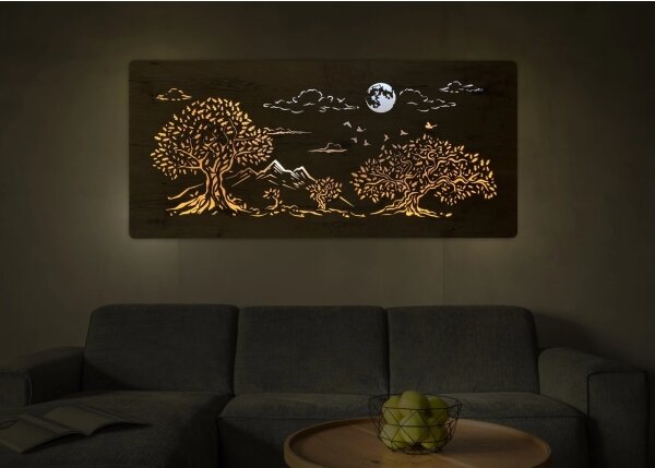 Li-Go 5478/DUB2 - LED stmievateľná nástenná dekorácia LED/24W/230V 130x60 cm dub