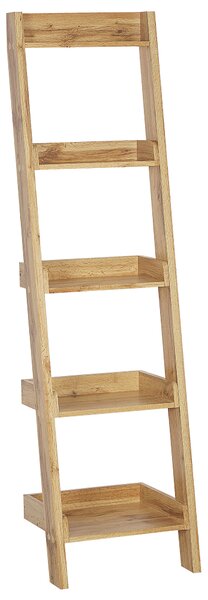 Rebríková knižnica farba svetlého dreva 169 x 45 x 43 cm s 5 policami na knihy úložný priestor obývačka spálňa