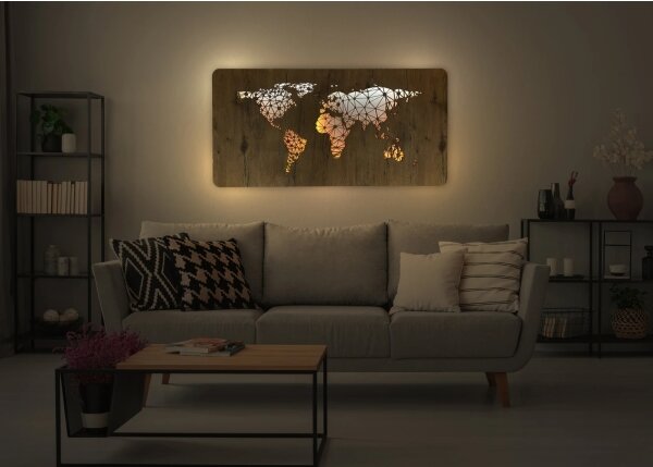 Li-Go 4457/A/4 - LED nástenná dekorácia LED/10W/5V 30000 mAh 120x60 cm dub
