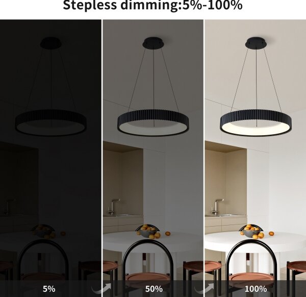 Brilagi - LED stmievateľný luster na lanku FALCON MODERN LED/54W/230V 60 cm čierny + diaľkové ovládanie