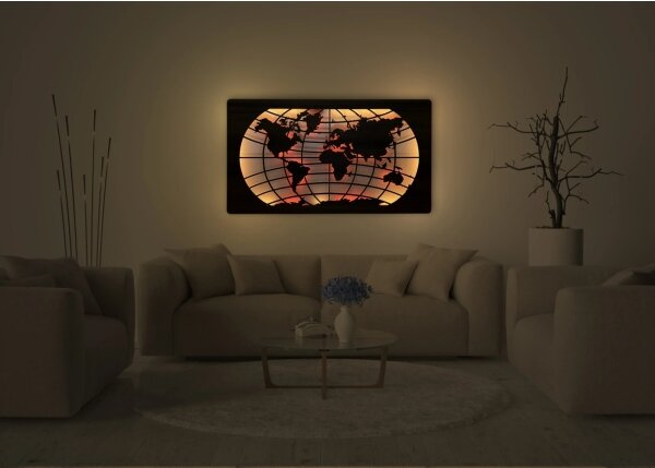 Li-Go 4709/DUB2 - LED RGBW nástenná dekorácia LED/24W/230V 125x74 cm dubová + diaľkový ovládač