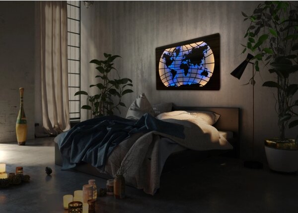 Li-Go 4709/DUB2 - LED RGBW nástenná dekorácia LED/24W/230V 125x74 cm dubová + diaľkový ovládač
