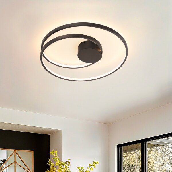 Brilagi- LED stmievateľné stropné svietidlo TWISTER LED/48W/230V pr. 50 cm čierna + diaľkové ovládanie
