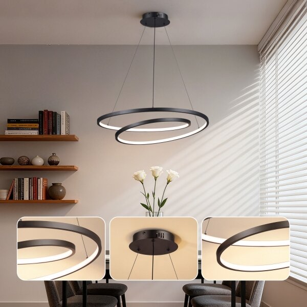 Brilagi-LED Stmievateľný luster na lanku TWISTER LED/75W/230V pr. 70 cm čierna +DO