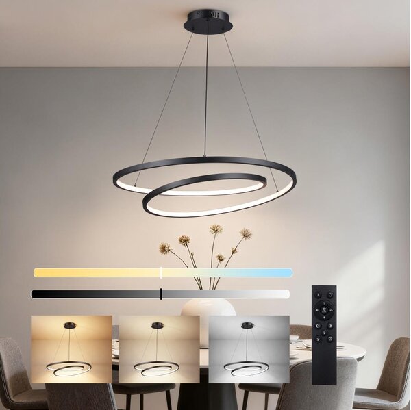 Brilagi-LED Stmievateľný luster na lanku TWISTER LED/75W/230V pr. 70 cm čierna +DO