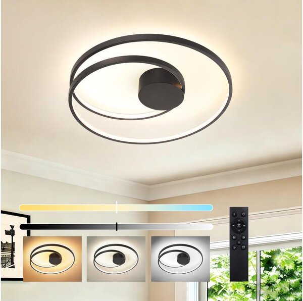 Brilagi- LED stmievateľné stropné svietidlo TWISTER LED/48W/230V pr. 50 cm čierna + diaľkové ovládanie