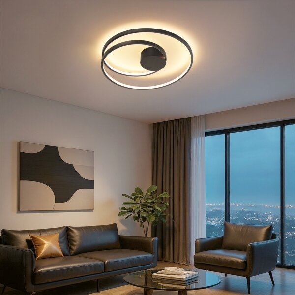 Brilagi- LED stmievateľné stropné svietidlo TWISTER LED/48W/230V pr. 50 cm čierna + diaľkové ovládanie