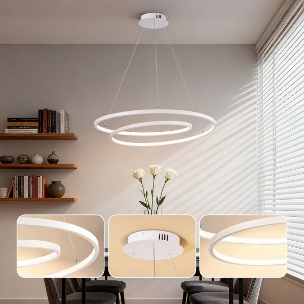 Brilagi-LED Stlmiteľný luster na lankách TWISTER LED/75W/230V pr. 70 cm biela + diaľkový ovládač
