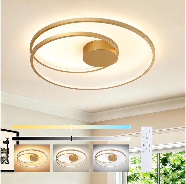 Brilagi- LED stmievateľné stropné svietidlo TWISTER LED/75W/230V pr. 70 cm zlaté + diaľkové ovládanie