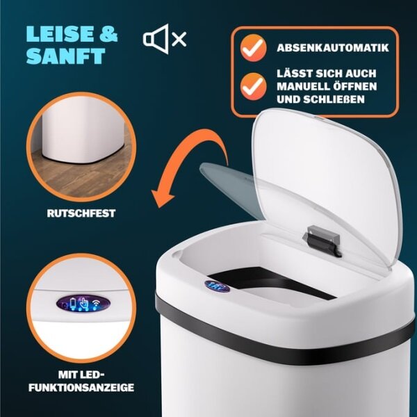 Bezdotykový Jumbo koš 50l biela USB kábel zadarmo