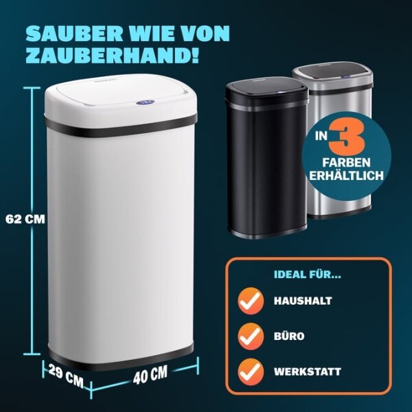 Bezdotykový Jumbo koš 50l biela USB kábel zadarmo