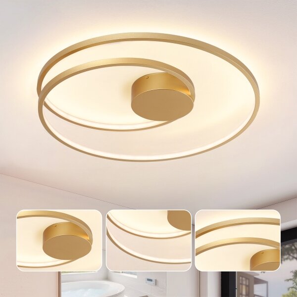 Brilagi- LED stmievateľné stropné svietidlo TWISTER LED/75W/230V pr. 70 cm zlaté + diaľkové ovládanie