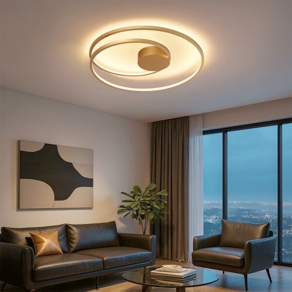 Brilagi- LED stmievateľné stropné svietidlo TWISTER LED/75W/230V pr. 70 cm zlaté + diaľkové ovládanie