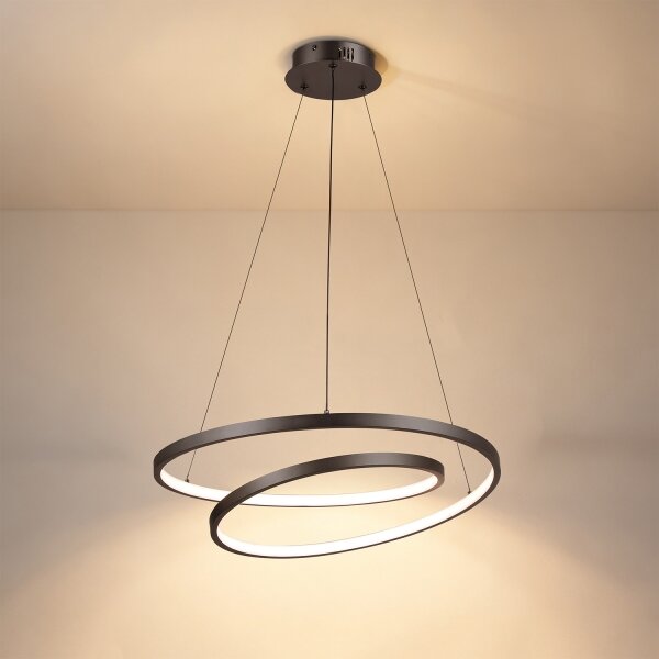 Brilagi-LED Stmievateľný závesný luster na lanku TWISTER LED/48W/230V pr. 50 cm čierna +DO