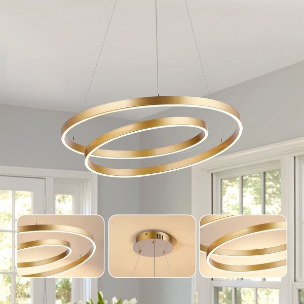 Brilagi-LED Stmievateľný luster na lanku TWISTER LED/48W/230V priemer 50 cm zlatý +DO