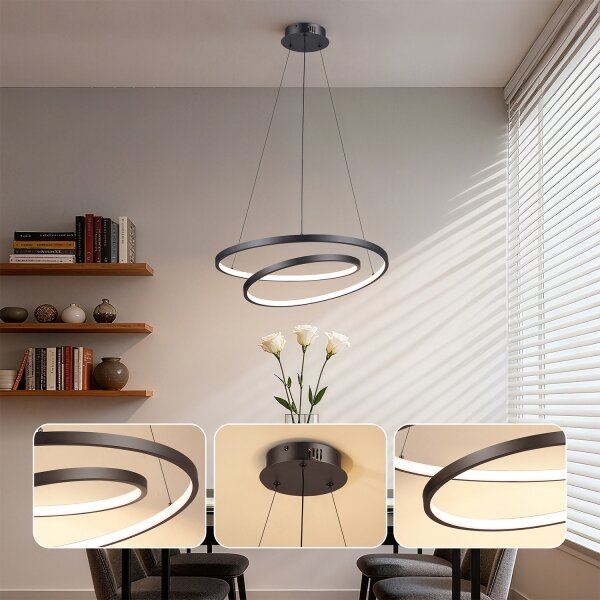 Brilagi-LED Stmievateľný závesný luster na lanku TWISTER LED/48W/230V pr. 50 cm čierna +DO