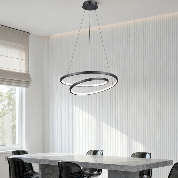 Brilagi-LED Stmievateľný závesný luster na lanku TWISTER LED/48W/230V pr. 50 cm čierna +DO