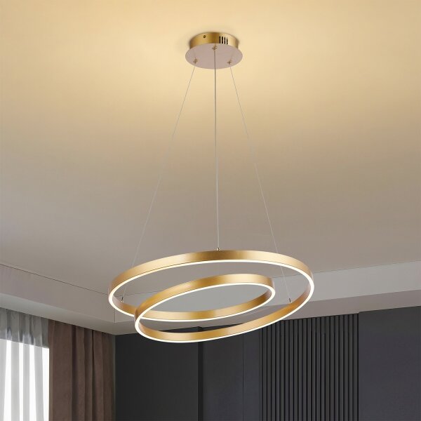 Brilagi-LED Stmievateľný luster na lanku TWISTER LED/48W/230V priemer 50 cm zlatý +DO