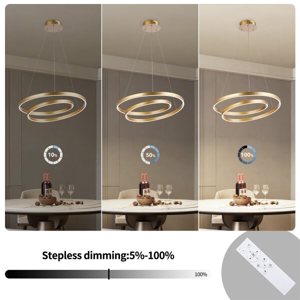 Brilagi-LED Stmievateľný luster na lanku TWISTER LED/48W/230V priemer 50 cm zlatý +DO