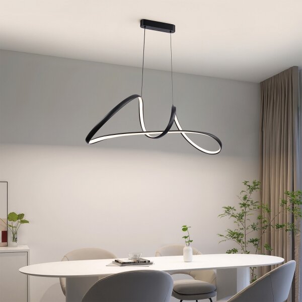 Brilagi-LED Stmievateľný závesný luster TWISTER LED/60W/230V 3000-6000K čierny + diaľkové ovládanie