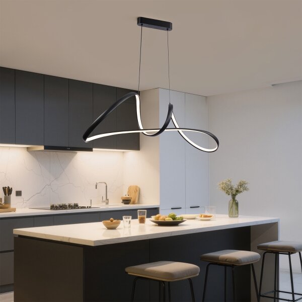 Brilagi-LED Stmievateľný závesný luster TWISTER LED/60W/230V 3000-6000K čierny + diaľkové ovládanie