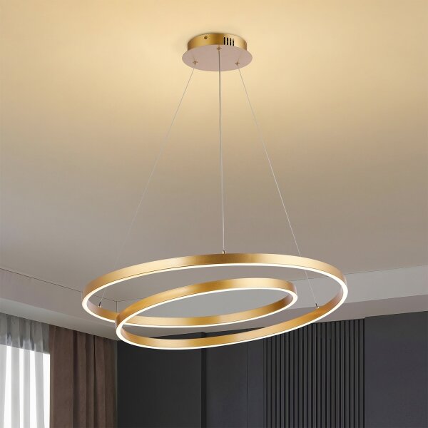 Brilagi-LED Stmievateľný luster na lanku TWISTER LED/75W/230V pr. 70 cm zlatý +DO
