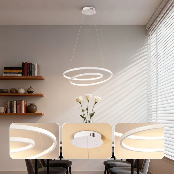Brilagi-LED Stmievateľný závesný luster na lankách TWISTER LED/48W/230V, priemer 50 cm, biela, s diaľkovým ovládaním