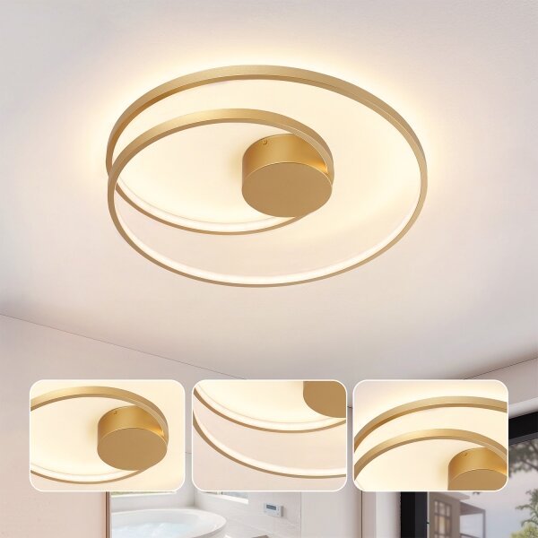 Brilagi- stmievateľné LED stropné svietidlo TWISTER LED/48W/230V pr. 50 cm zlaté + diaľkový ovládač