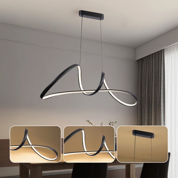 Brilagi-LED Stmievateľný závesný luster TWISTER LED/60W/230V 3000-6000K čierny + diaľkové ovládanie