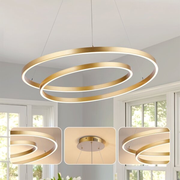 Brilagi-LED Stmievateľný luster na lanku TWISTER LED/75W/230V pr. 70 cm zlatý +DO