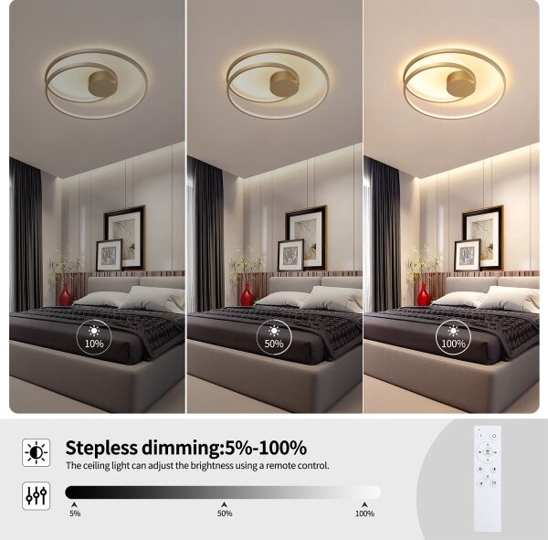 Brilagi- stmievateľné LED stropné svietidlo TWISTER LED/48W/230V pr. 50 cm zlaté + diaľkový ovládač