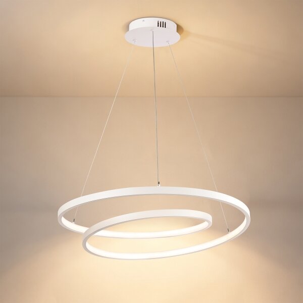 Brilagi-LED Stmievateľný závesný luster na lankách TWISTER LED/48W/230V, priemer 50 cm, biela, s diaľkovým ovládaním