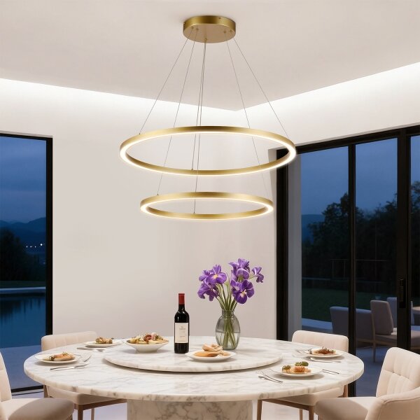 Brilagi - stmievateľný LED závesný luster na lanku PORTOFINO LED/98W/230V pr. 80 cm zlatý +DO