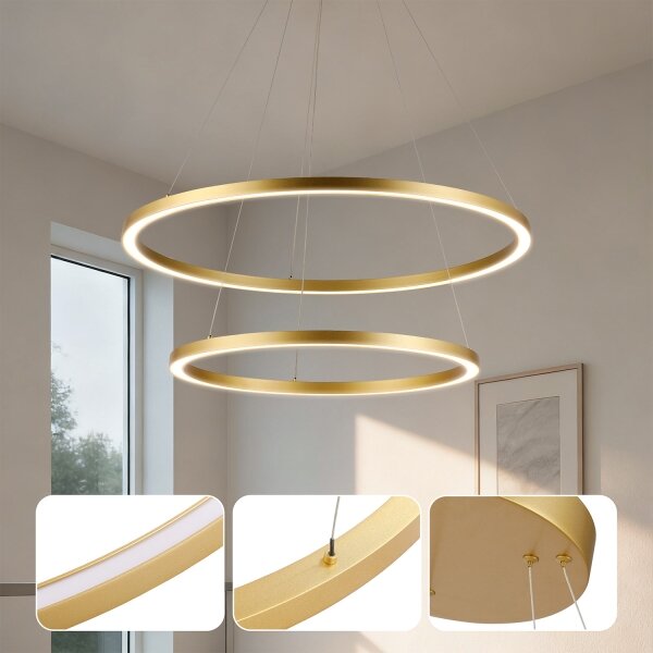 Brilagi - stmievateľný LED závesný luster na lanku PORTOFINO LED/98W/230V pr. 80 cm zlatý +DO