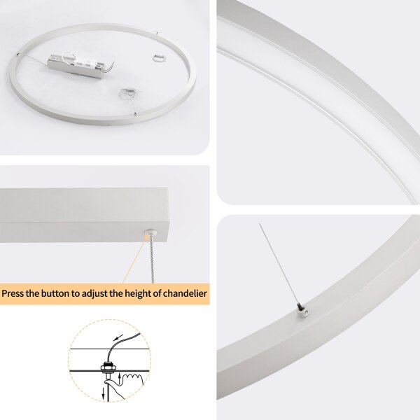 Brilagi-LED Stmievateľný luster na lankách PORTOFINO LED/60W/230V pr. 80 cm strieborný + diaľkové ovládanie
