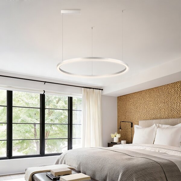 Brilagi-LED Stmievateľný luster na lankách PORTOFINO LED/60W/230V pr. 80 cm strieborný + diaľkové ovládanie